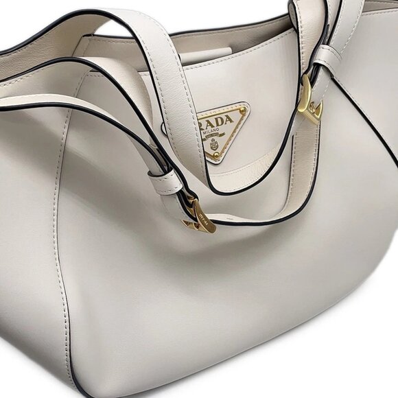 PRADA Tote Bag Leather White 1BG483 - Picture 5 of 14